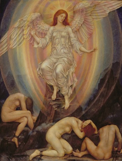 闇の中の光は輝き、闇はそれを理解しない、1906 作： Evelyn De Morgan